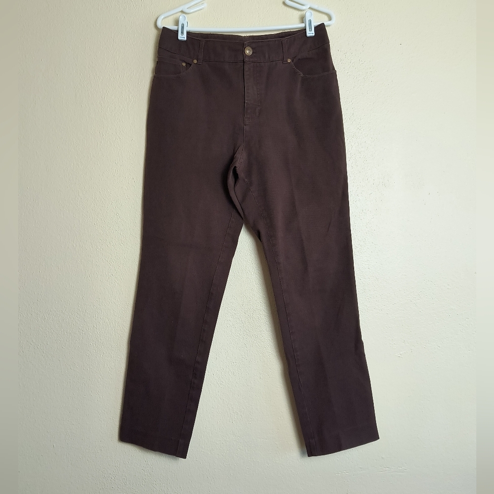 E39 by Eric High-Waisted Tapered Leg Pants 10 Brown